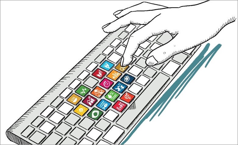 Hand mit Tastatur
